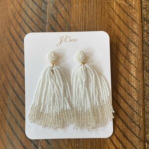 J.Crew Women’s Tassel White Earrings New NWT Drop